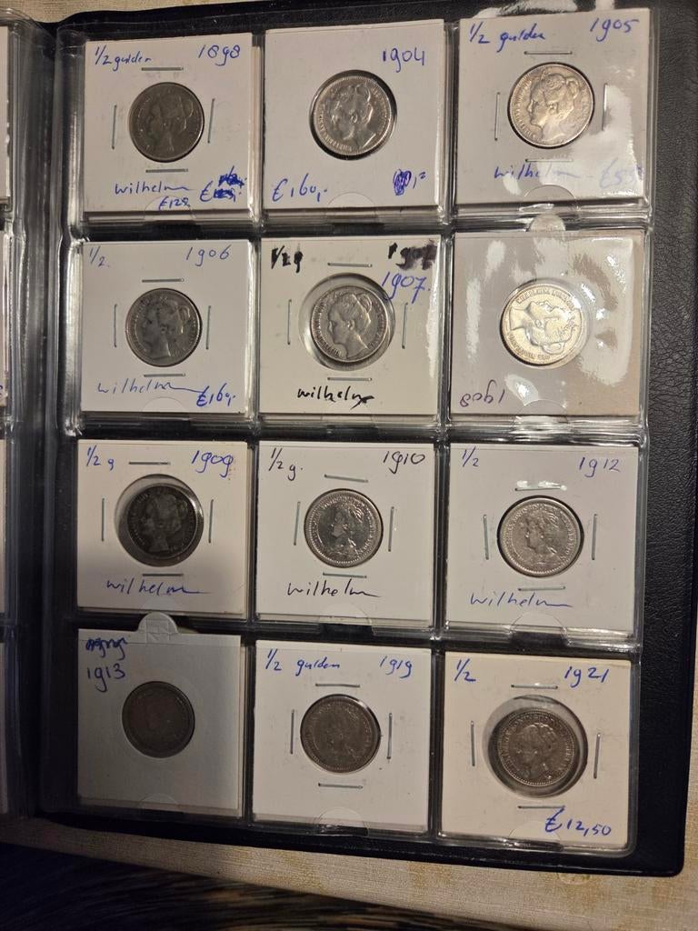 Collectie Nederlandse halve guldens (1857-1930), Postzegels en Munten, Munten | Nederland, ½ gulden, Koning Willem III, Setje