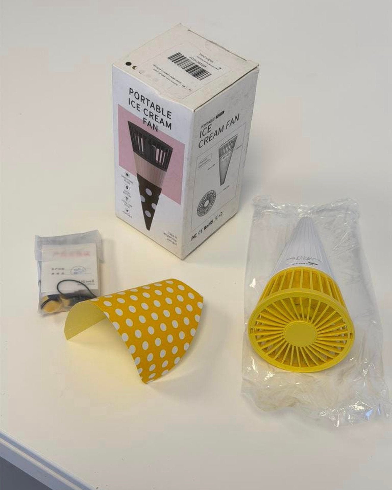 USB Ventilator IJsje Oplaadbaar Stil Handventilator Geel ijs, Nieuw, Ophalen of Verzenden, H, H