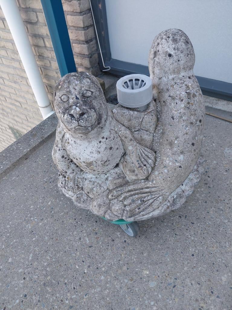 Unieke parasolvoet met zeehondjes - decoratief en stabiel, Tuin en Terras, Ophalen of Verzenden, Gebruikt, Parasolvoet