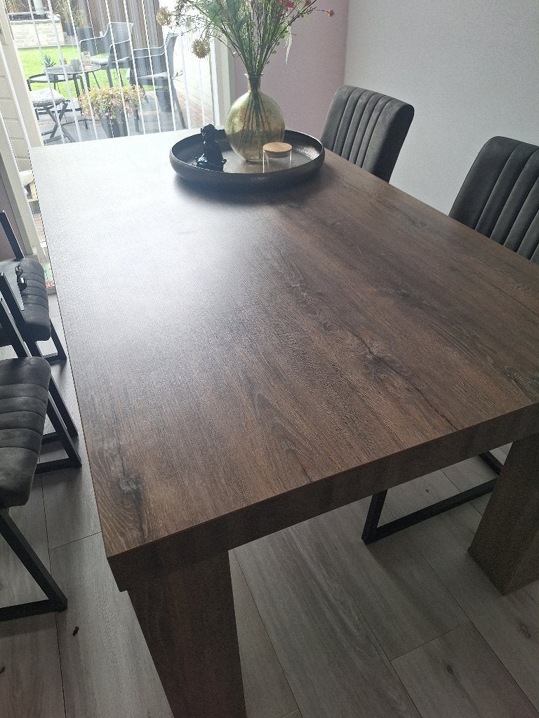 Eettafel 180x100 bruin grijs, Huis en Inrichting, Ophalen, Strak modern, 50 tot 100 cm, Zo goed als nieuw