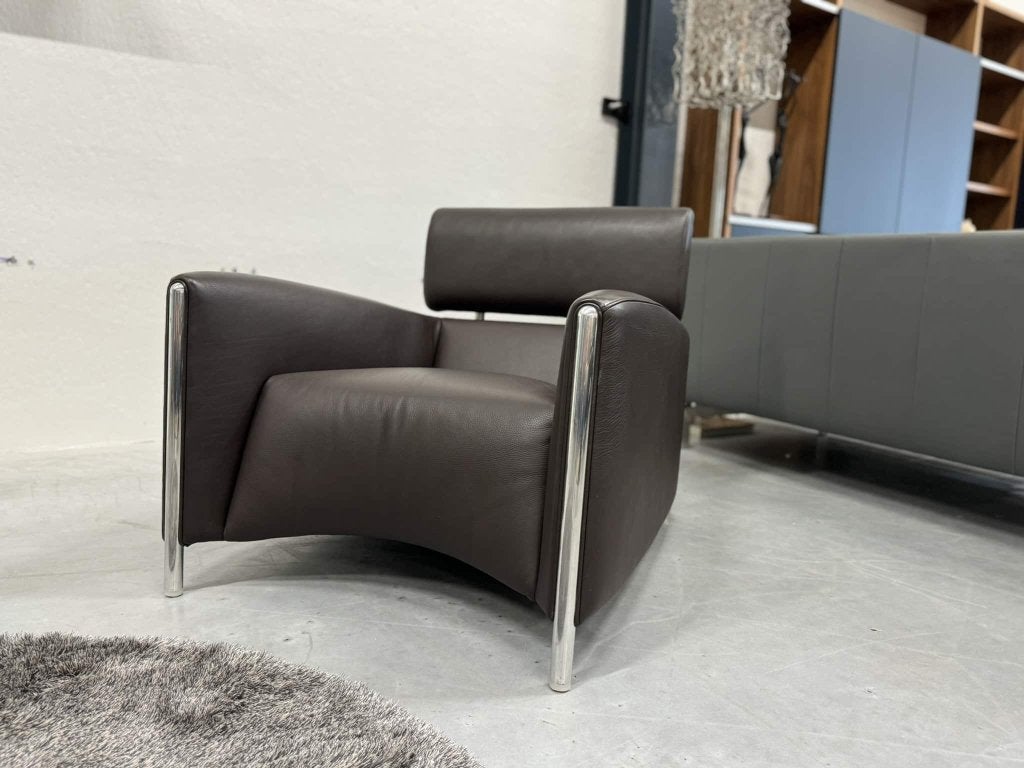 Leolux Oblomov fauteuil bruin leer Design stoel, Leolux, Info@leolux.nl, Ophalen of Verzenden, Zo goed als nieuw