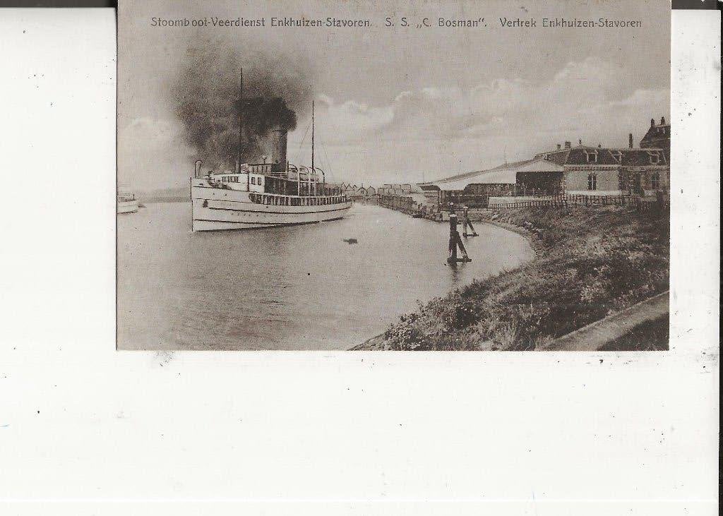 Enkhuizen Veerdienst Enkhuizen-Stavoren SS C Bosman Stempel, Ophalen of Verzenden, 1920 tot 1940, Gelopen, Noord-Holland
