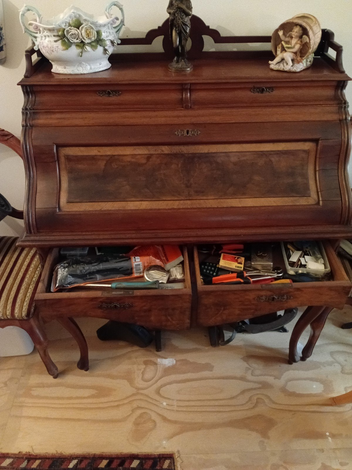 Antiek secretaire bureau met rolluik, Antiek en Kunst, Ophalen