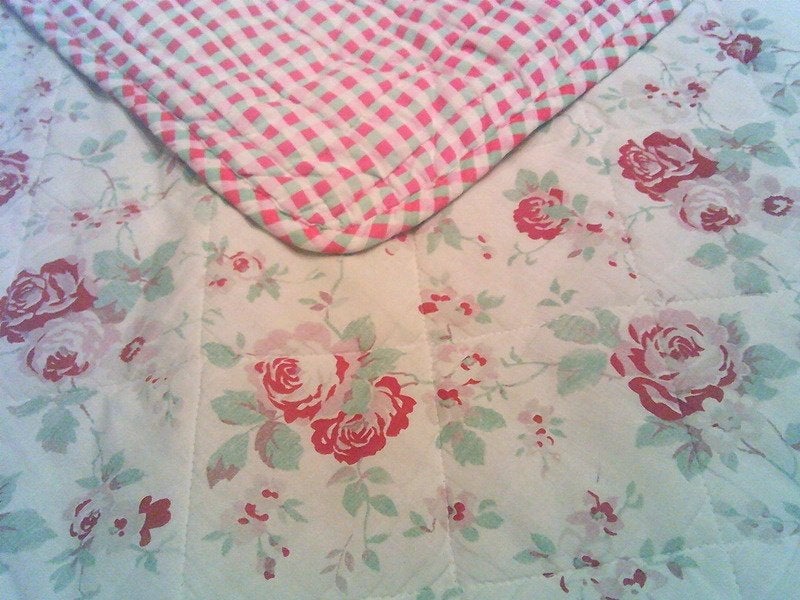 Brocante rozen sprei /ruitjes cottage 175x260 CM Cottagecore, Gebruikt, Overige kleuren, Overige typen, Tweepersoons