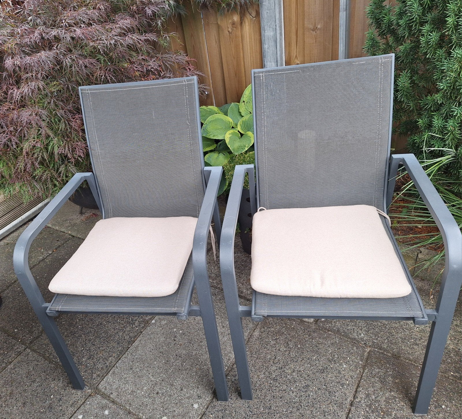 3 Stapelbare tuinstoelen, Tuin en Terras, Ophalen, Gebruikt, Aluminium