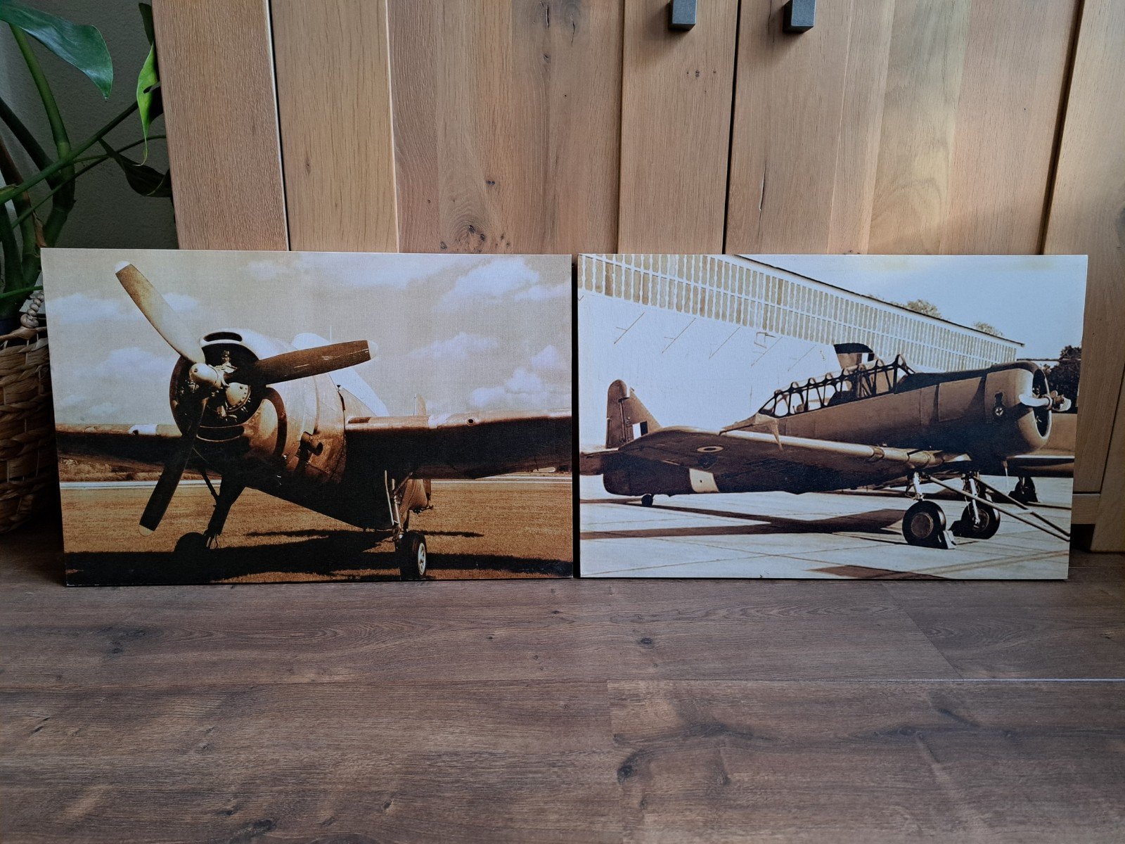 Retro canvas schilderij oud vliegtuig, sepia kleur prijs pst, Huis en Inrichting, Woonaccessoires | Schilderijen, Tekeningen en Foto's