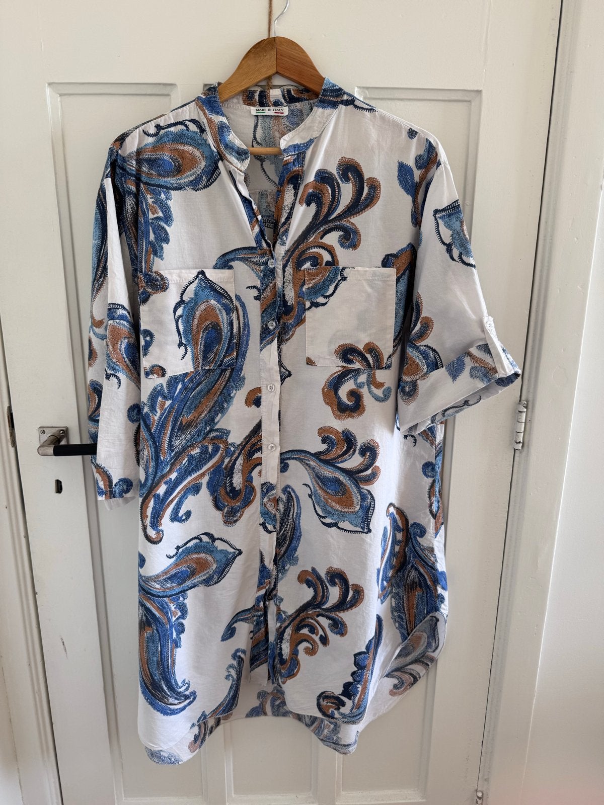 Lange blouse met paisley print - Made in Italy, Kleding | Dames, Ophalen of Verzenden, Zo goed als nieuw, Maat 38/40 (M), Wit