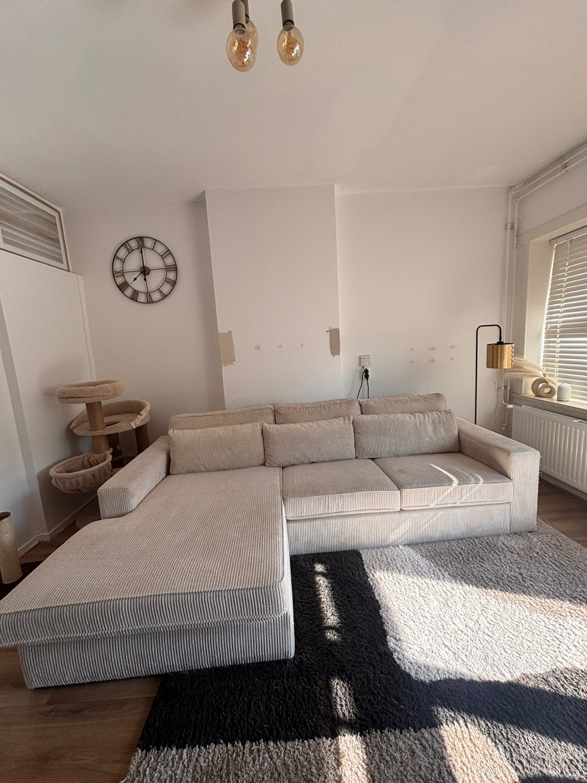 Bank beige ribstof, Ophalen, Gebruikt