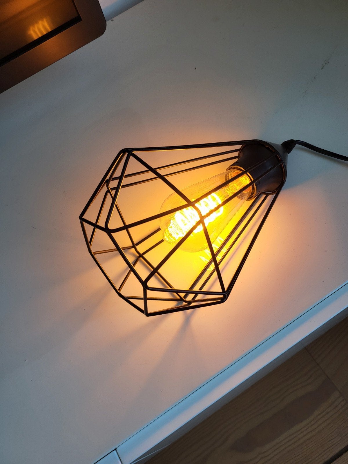 Industriële Tafellamp Zwart Metaal met Edison Lamp, Ophalen, Met schakelaar, E27 (groot), Zwart