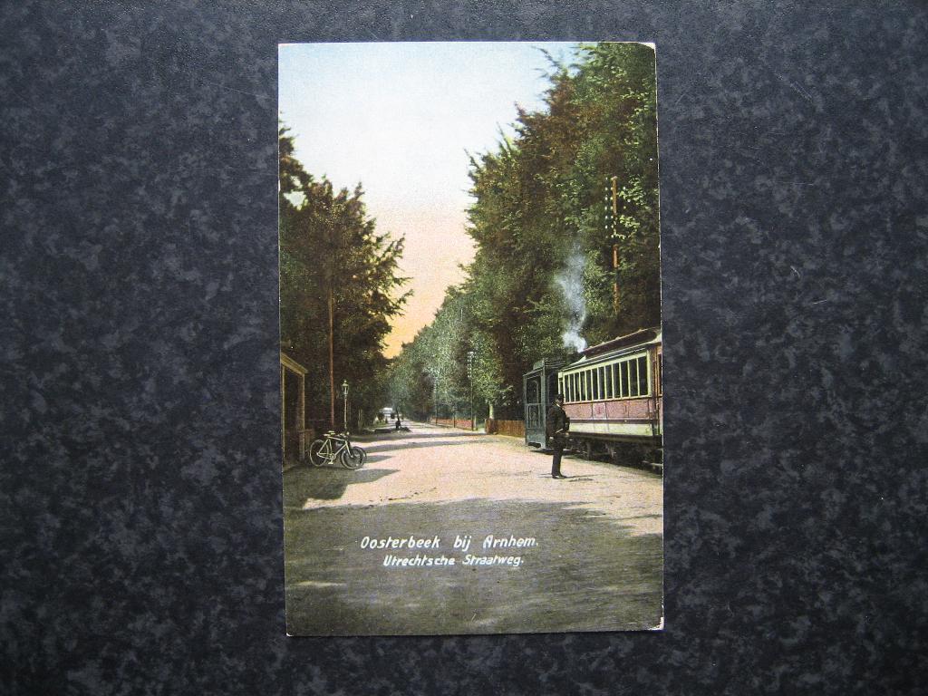 OOSTERBEEK Utrechtsche straatweg stoomtram/ conducteur 1923, Ophalen of Verzenden, 1920 tot 1940, Gelderland