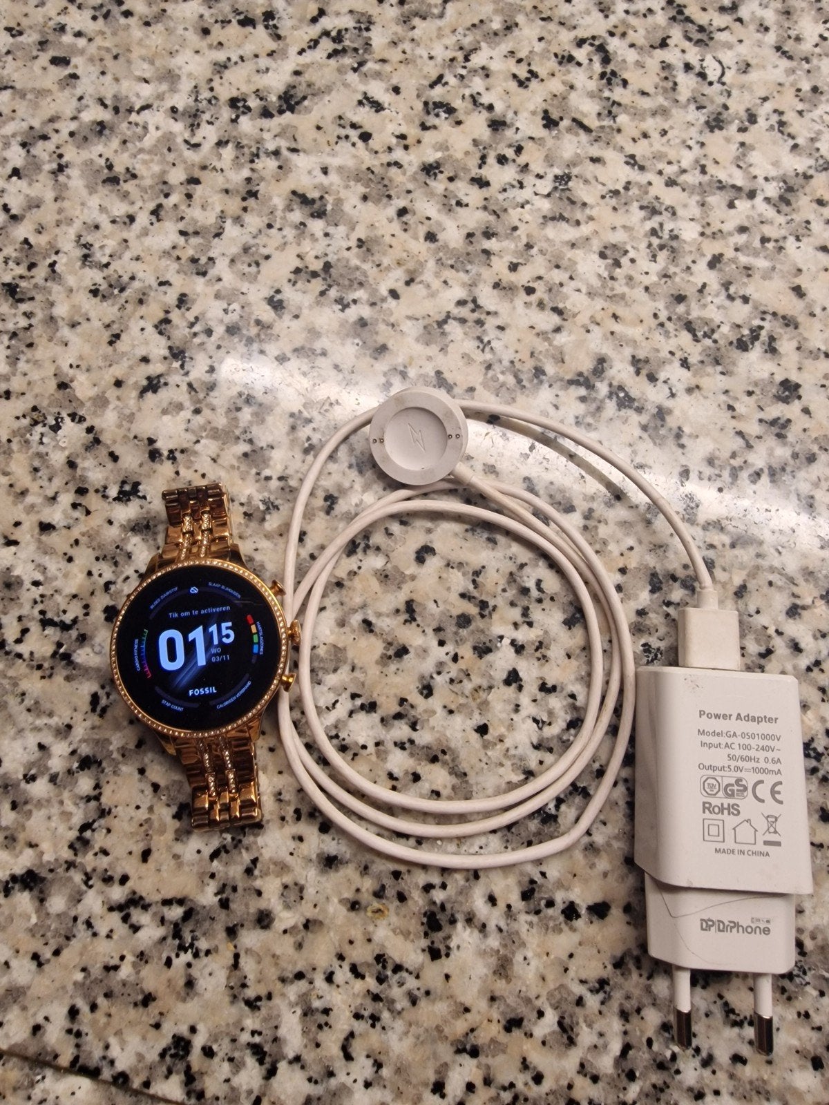 Fossil Gen 5 Smartwatch Roségoud met Kristallen, Sieraden, Tassen en Uiterlijk, Smartwatches, Ophalen, Fossil, Zo goed als nieuw