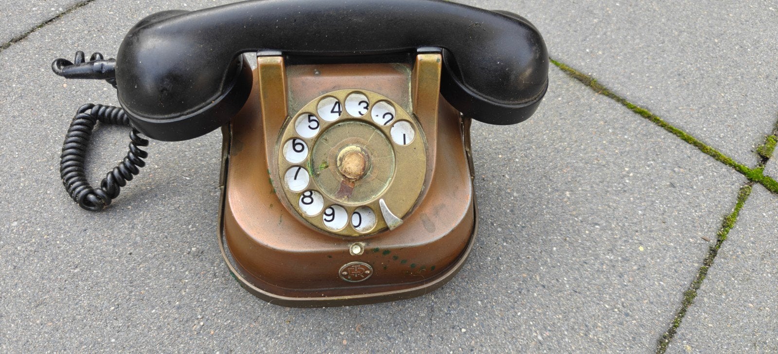 Vintage Telefoon met Draaischijf - Koperkleurig, Ophalen of Verzenden