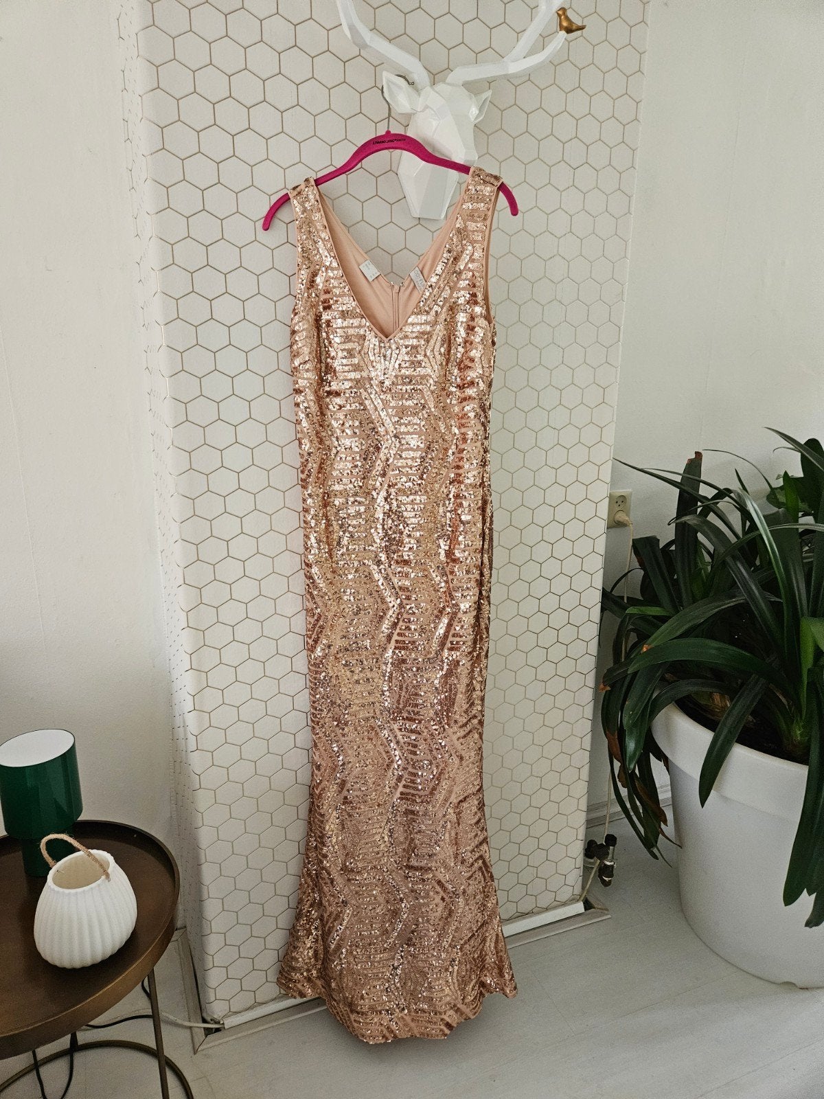 Roze pailletten galajurk, Galajurk, Maat 42/44 (L), Nieuw, Ophalen of Verzenden
