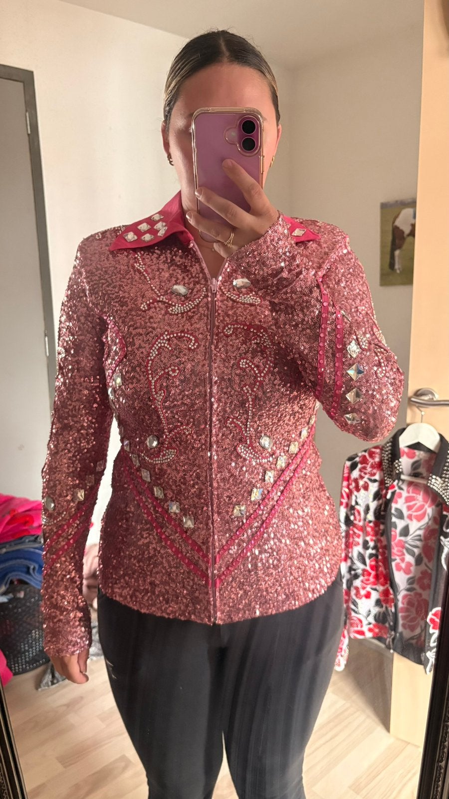 Western show blouse, Dieren en Toebehoren, Gebruikt, Ophalen of Verzenden, Roze, Bovenkleding