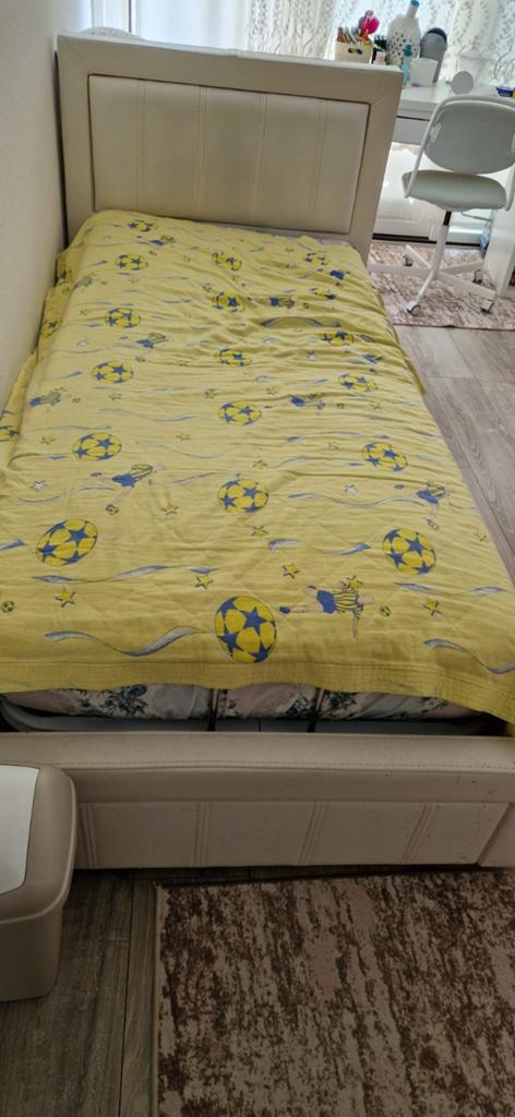 Bed 1persoons met opbergruimte, Ophalen, Eenpersoons, Wit, Hout