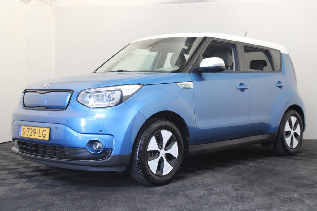 Kia Soul EV ExecutivePlusLine 27 kWh (bj 2016, automaat), Auto's, Kia, Gebruikt, Beige, Automatische klimaatregeling, Blauw