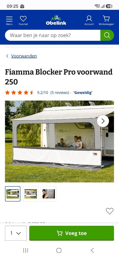 Fiamma voor- en zijwanden, Ophalen, Zo goed als nieuw
