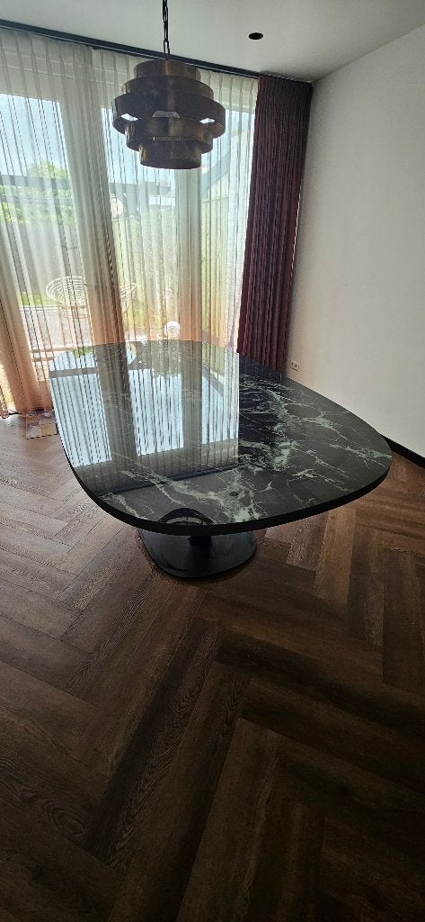 Luxe marmerlook eettafel van Van Til, Huis en Inrichting, Tafelonderdelen, Gebruikt, Tafelblad, 200 cm of meer, 50 tot 100 cm