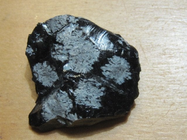 m. 4x ruwe edelsteen SNEEUWVLOK OBSIDIAAN (2), Verzenden, Mineraal