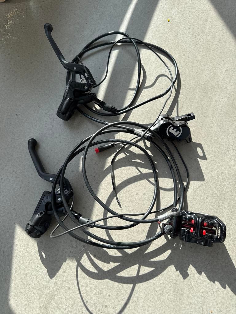 Magura MT5e schijfremset met remhendels, Elektrische fiets, Remmen, Gebruikt, Ophalen of Verzenden