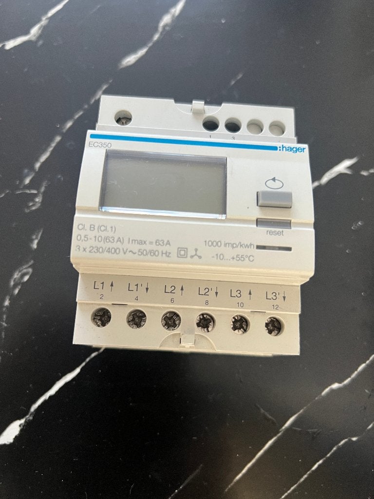 Hager Digitale Kwh-meter EC310 400V 63A, Ophalen of Verzenden, Nieuw, Hager, Overige typen