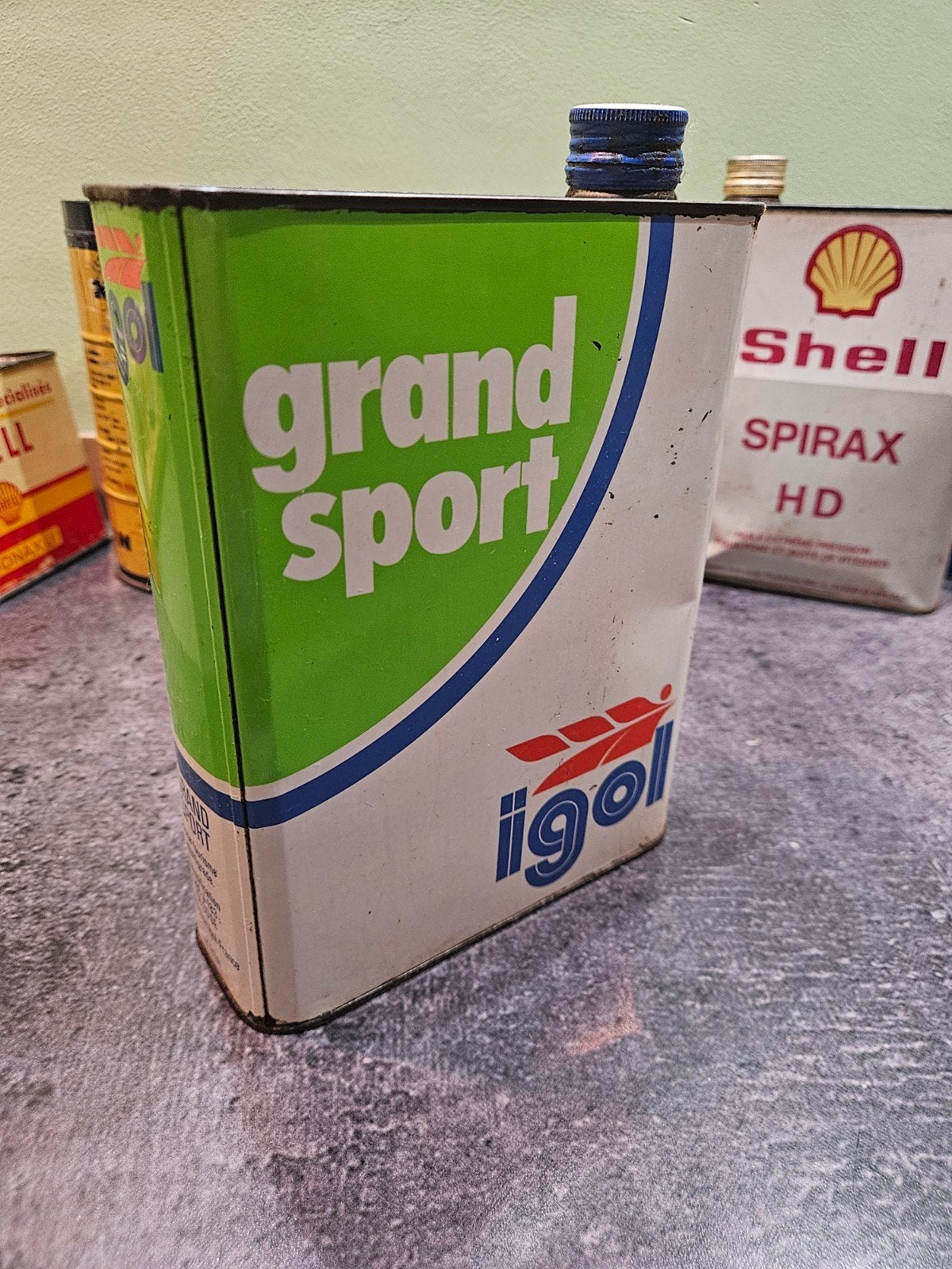 Igol olieblik Grand Sport 2 Liter Vintage garageblik, Verzamelen, Ophalen of Verzenden, Gebruikt, Overige