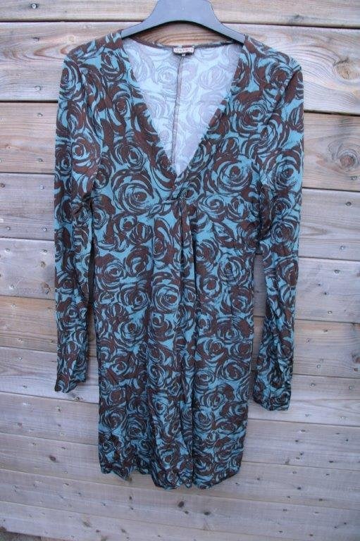 Jurk petrol/ bruin Maliparmi mt 46IT (EU40) Vaste prijs, Kleding | Dames, Maat 38/40 (M), Blauw, MAliparmi, Ophalen of Verzenden