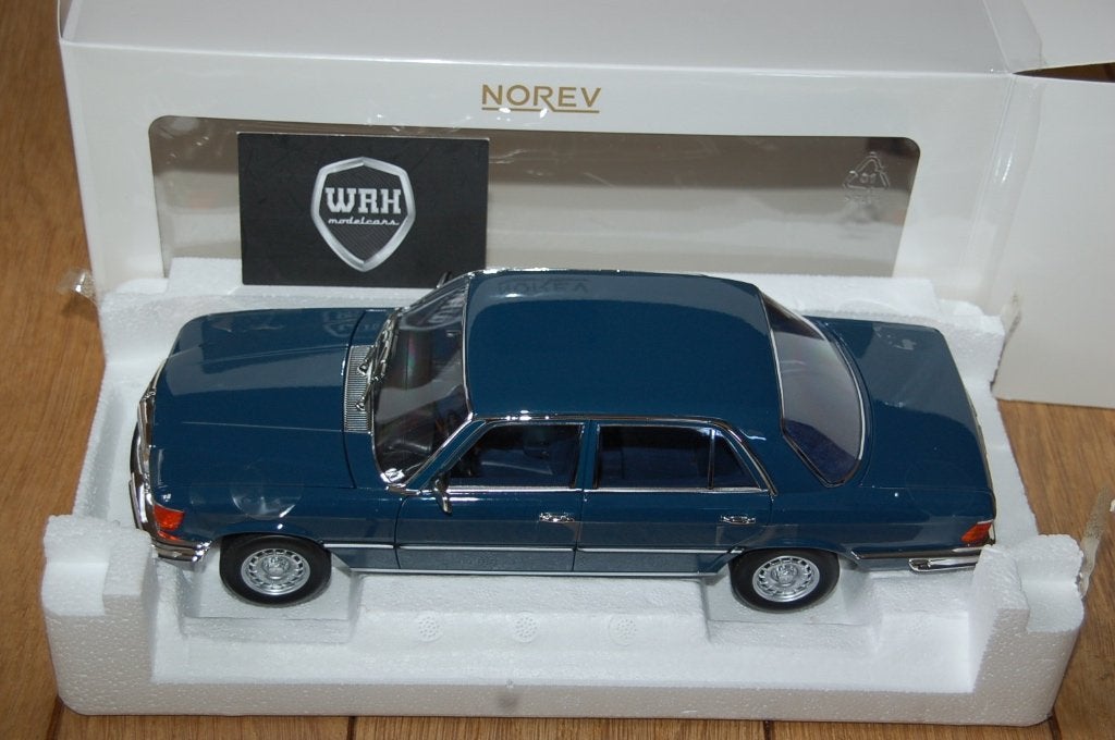 1:18 MERCEDES W116 350 SEL blue Norev 183976 WRH, Verzenden, Zo goed als nieuw, Auto, Norev