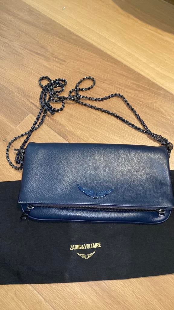Zadig&Voltaire donker blauwe leren tas, Verzenden, Zo goed als nieuw, Blauw, Schoudertasje