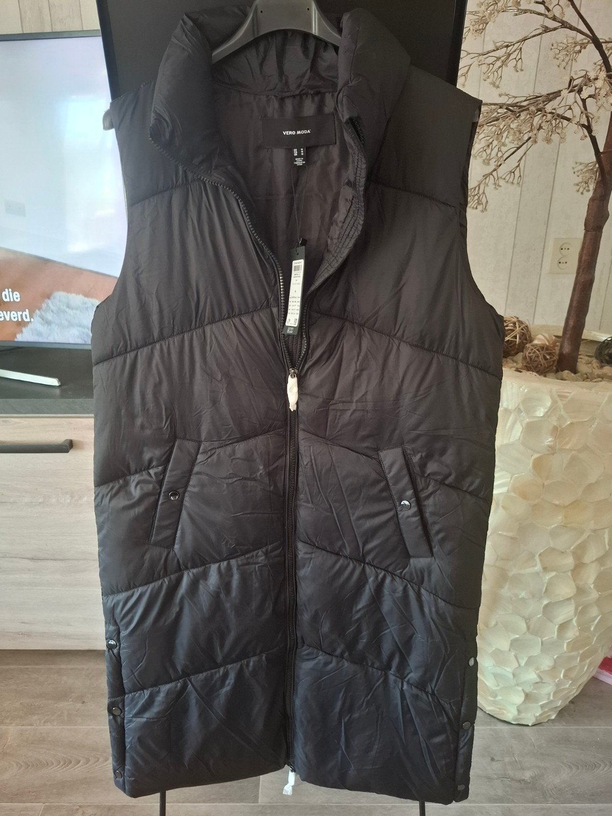 zwarte lange bodywarmer maat M, Kleding | Dames, Bodywarmers, Maat 38/40 (M), Vero Moda, Zwart, Nieuw