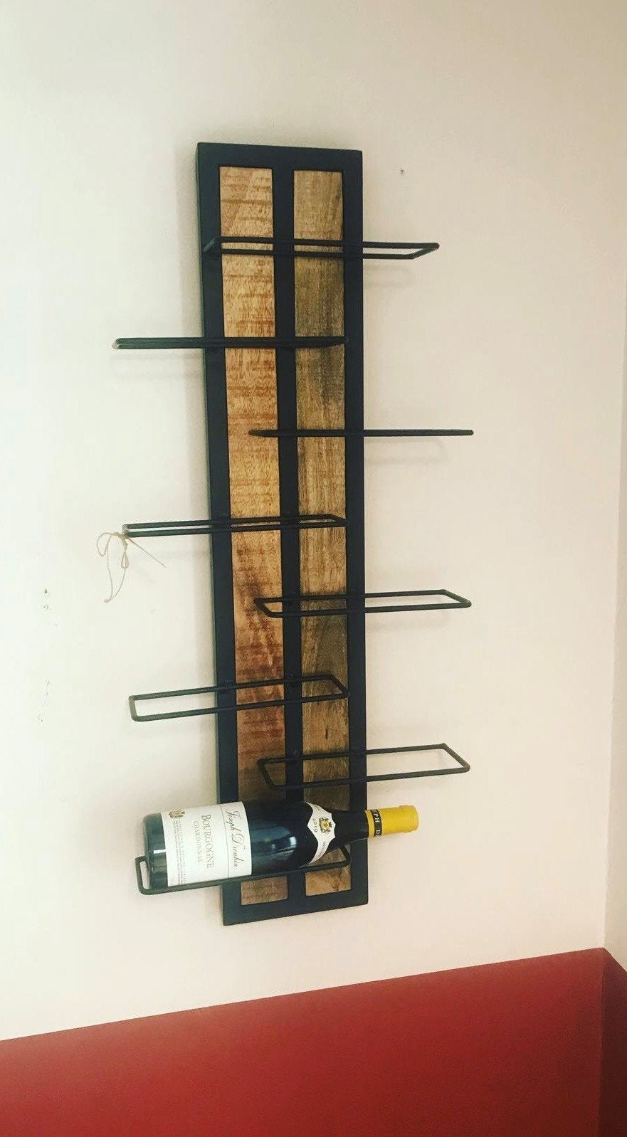 Mango wijnflessenrek voor aan de muur, Huis en Inrichting, Woonaccessoires | Wandplanken en Boekenplanken, Ophalen of Verzenden
