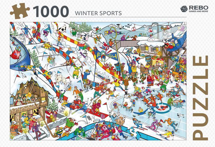 Legpuzzel nieuw 1000 Rebo nieuw Wintersport, Ophalen, 500 t/m 1500 stukjes, Nieuw, Legpuzzel