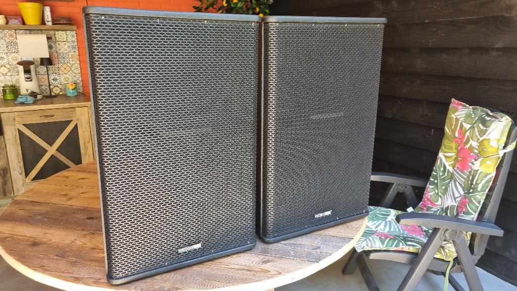 setje HQ-Power VDSG15 Toppen speakers full range 15 inch, Audio, Tv en Foto, Luidsprekers, Zo goed als nieuw, 120 watt of meer