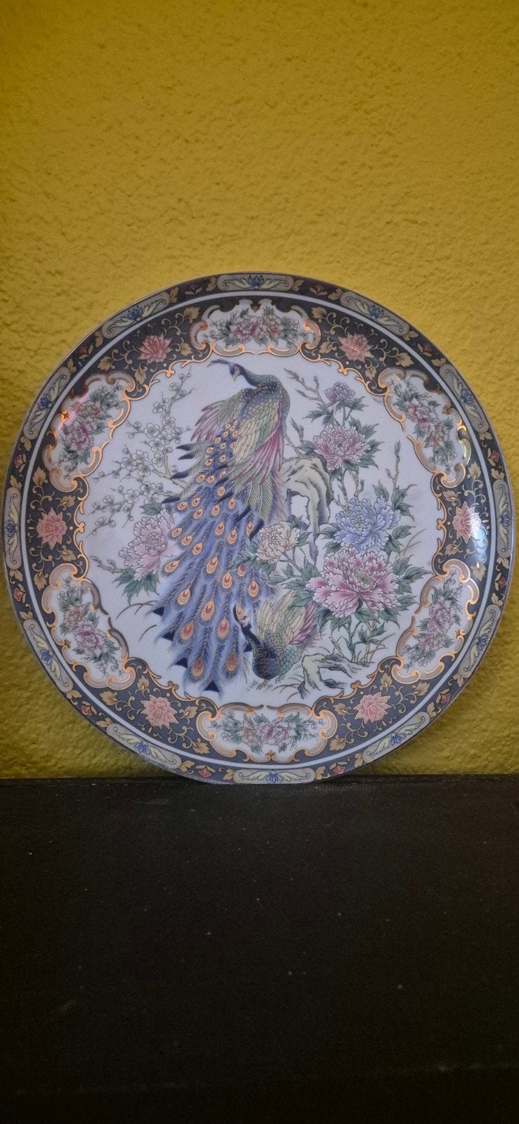 Japans Porseleinen Bord Pauw & Bloemen - Jaren ', Ophalen of Verzenden