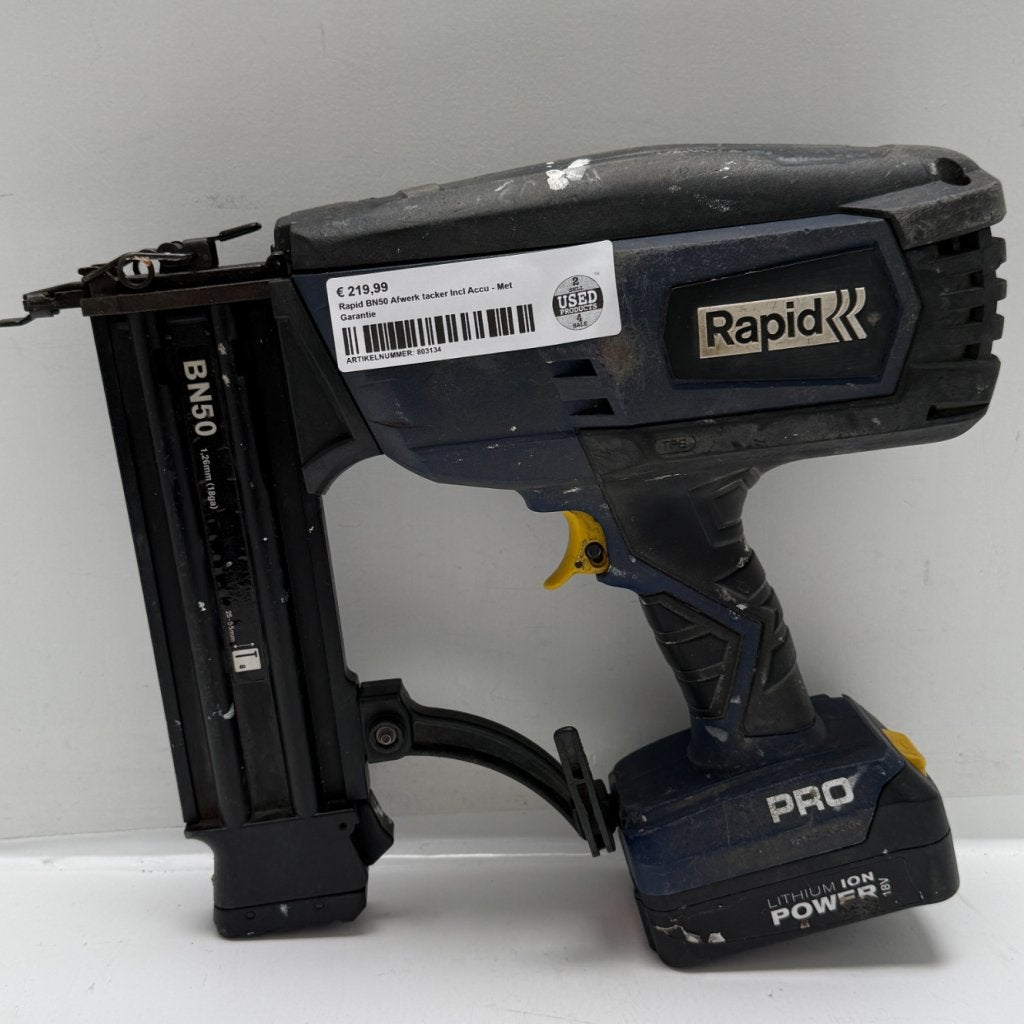 Rapid BN50 Afwerk Tacker Incl. Accu | Met Garantie, Doe-het-zelf en Verbouw, Gereedschap | Overige machines, Rapid, Gebruikt, Support@rapid.com
