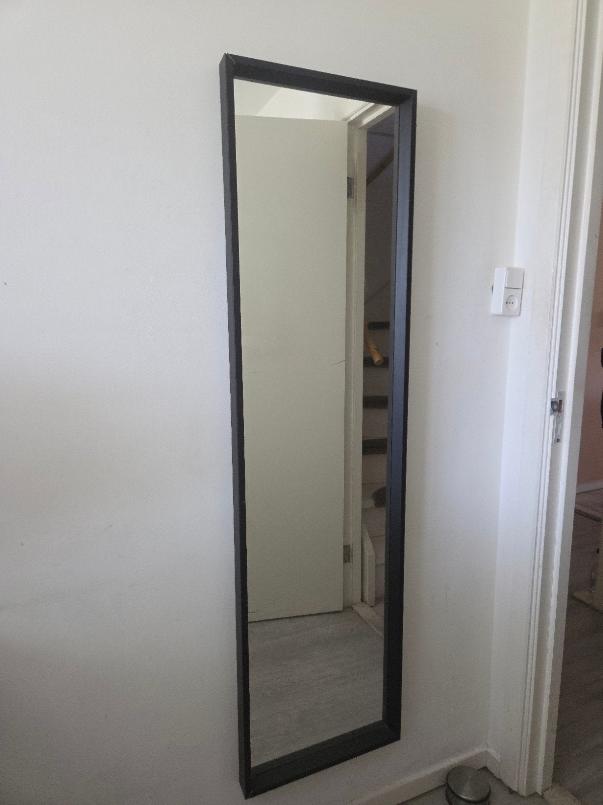 IKEA spiegel met zwarte lijst - 150x50cm, Ophalen, Gebruikt, 150 tot 200 cm, Rechthoekig
