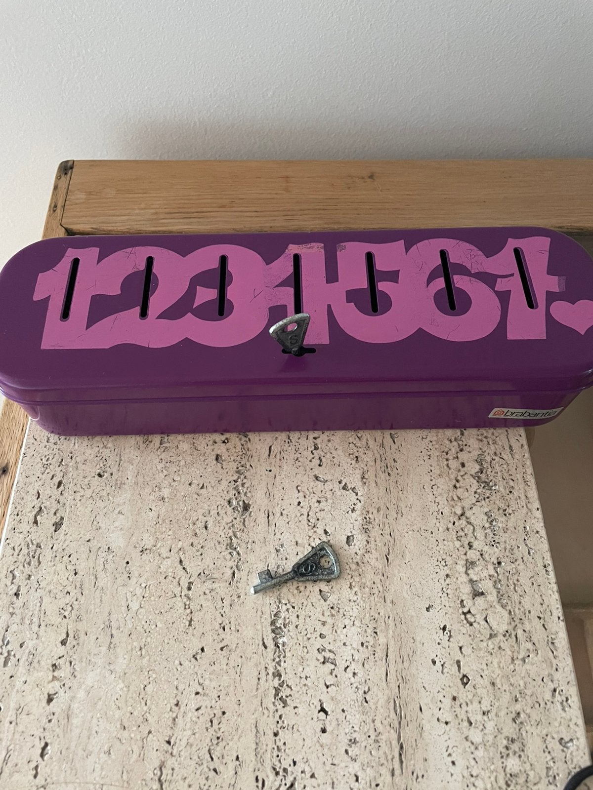 Vintage Brabantia paars retro spaarpot huishoudpotje, Ophalen of Verzenden
