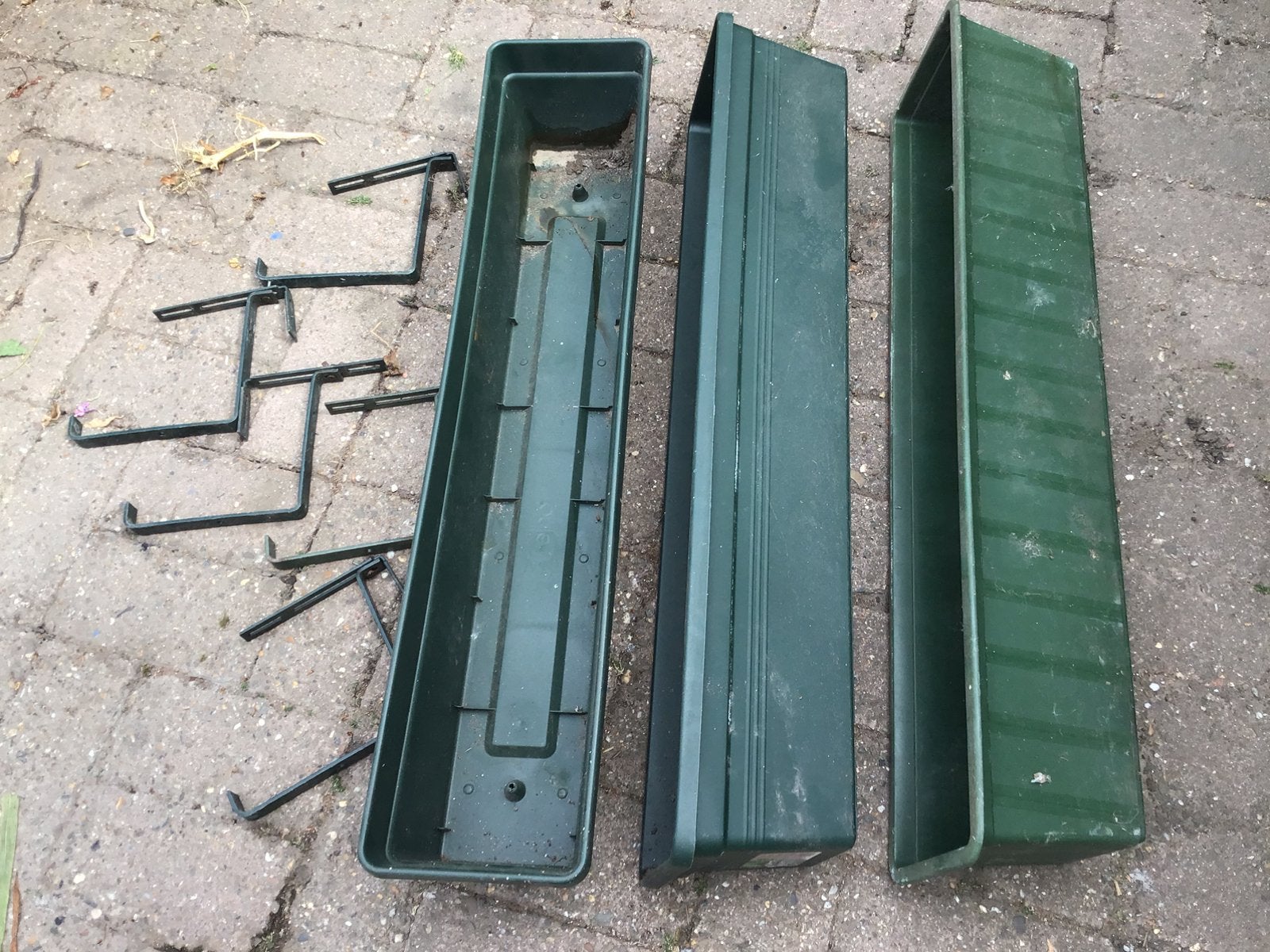 3x balkon plantenban 80 cm met 5 beugels, Ophalen, Kunststof, Gebruikt, Minder dan 30 cm