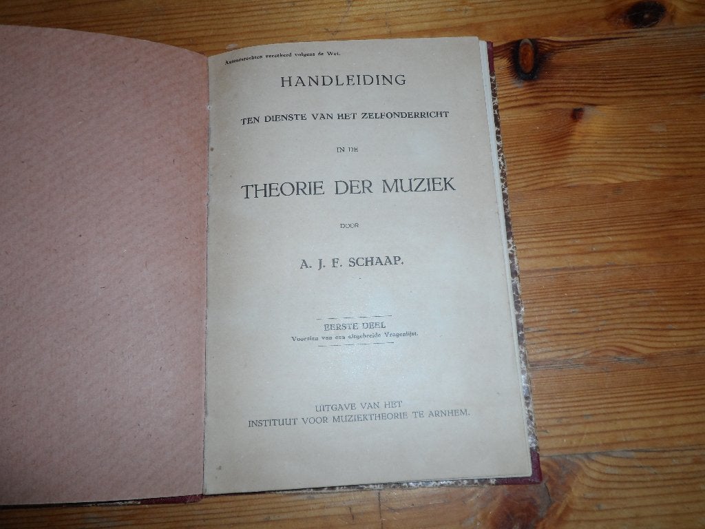 Handleiding in de Theorie der Muziek - A. Schaap, Boeken, Muziek, Ophalen of Verzenden, Gelezen, Overige onderwerpen