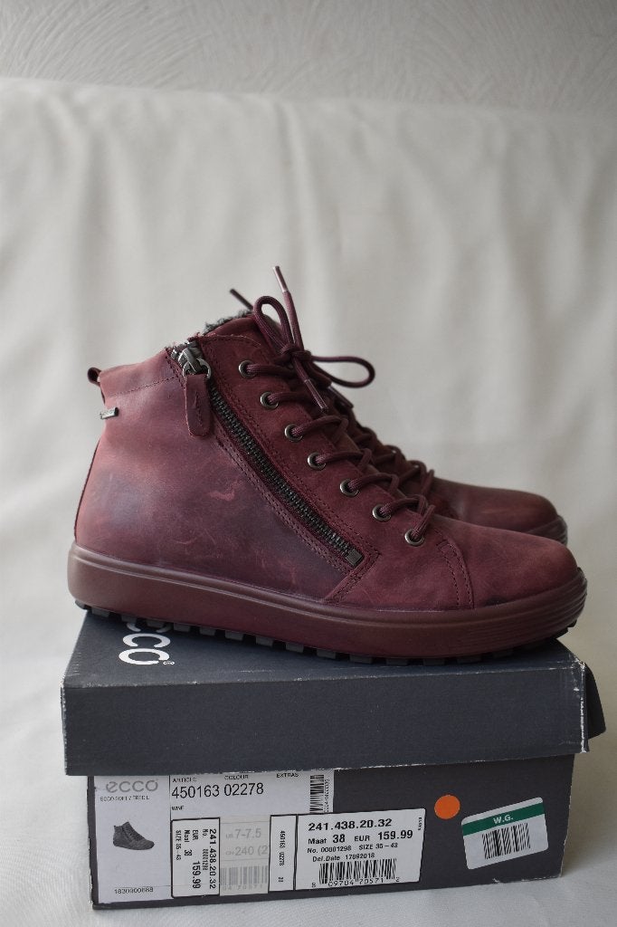 ECCO maat 38 leder en rits NIEUW in doos, Ecco, Nieuw, Rood, Wandelschoenen