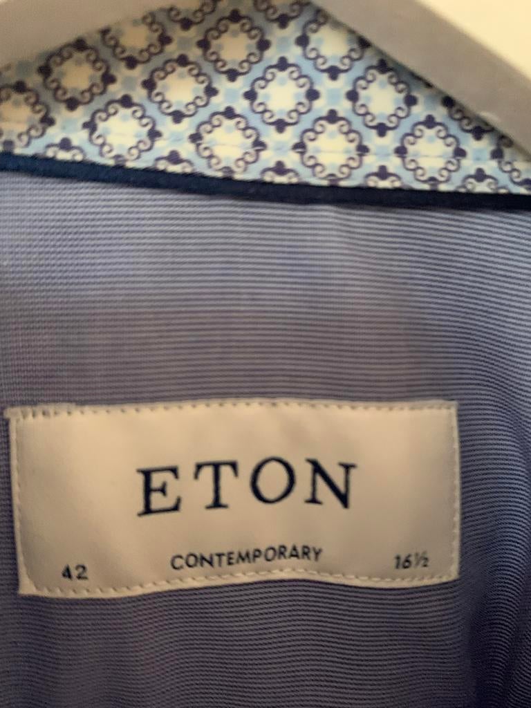 Eton Contemporary overhemd - Maat 42 (L), Verzenden, Zo goed als nieuw, Blauw, Halswijdte 41/42 (L)