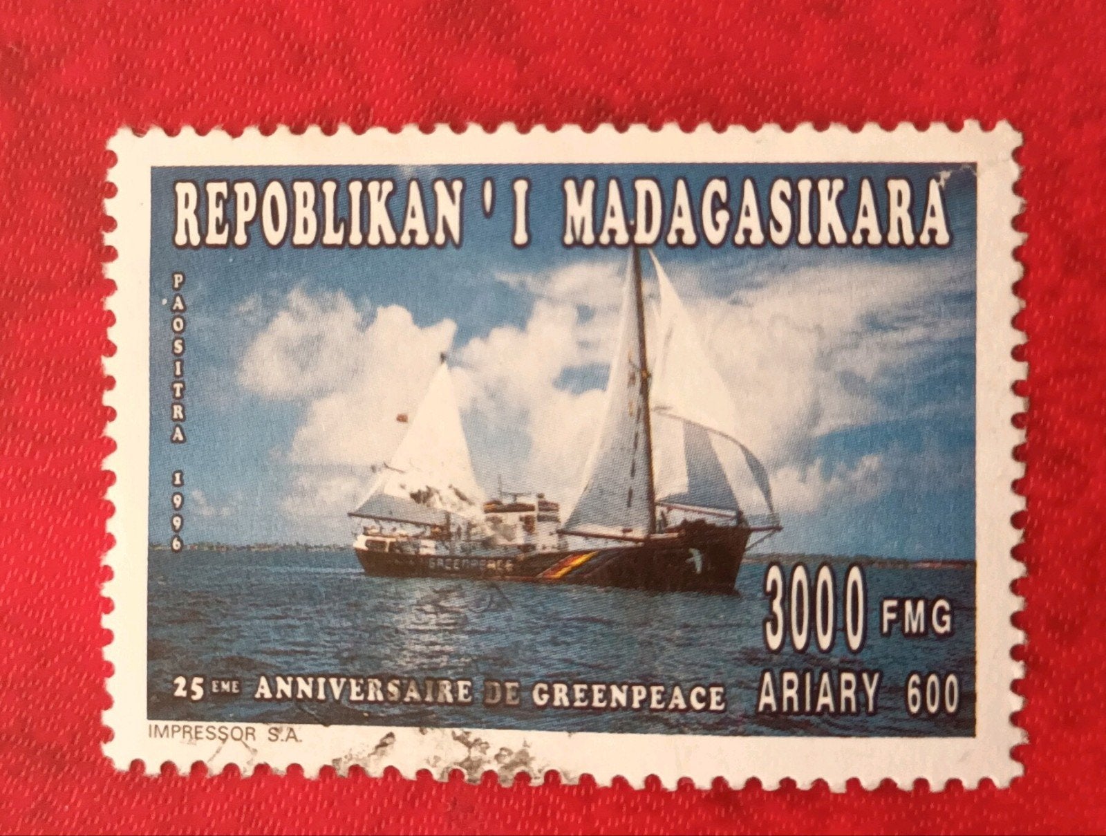 Madagaskara 1996 pz 25th anniv green peace, Verzenden, Overige landen, Gestempeld