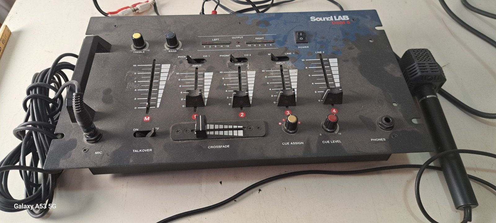 SoundLAB DSM 5 DJ-mengpaneel met microfoon en kabels, Ophalen of Verzenden