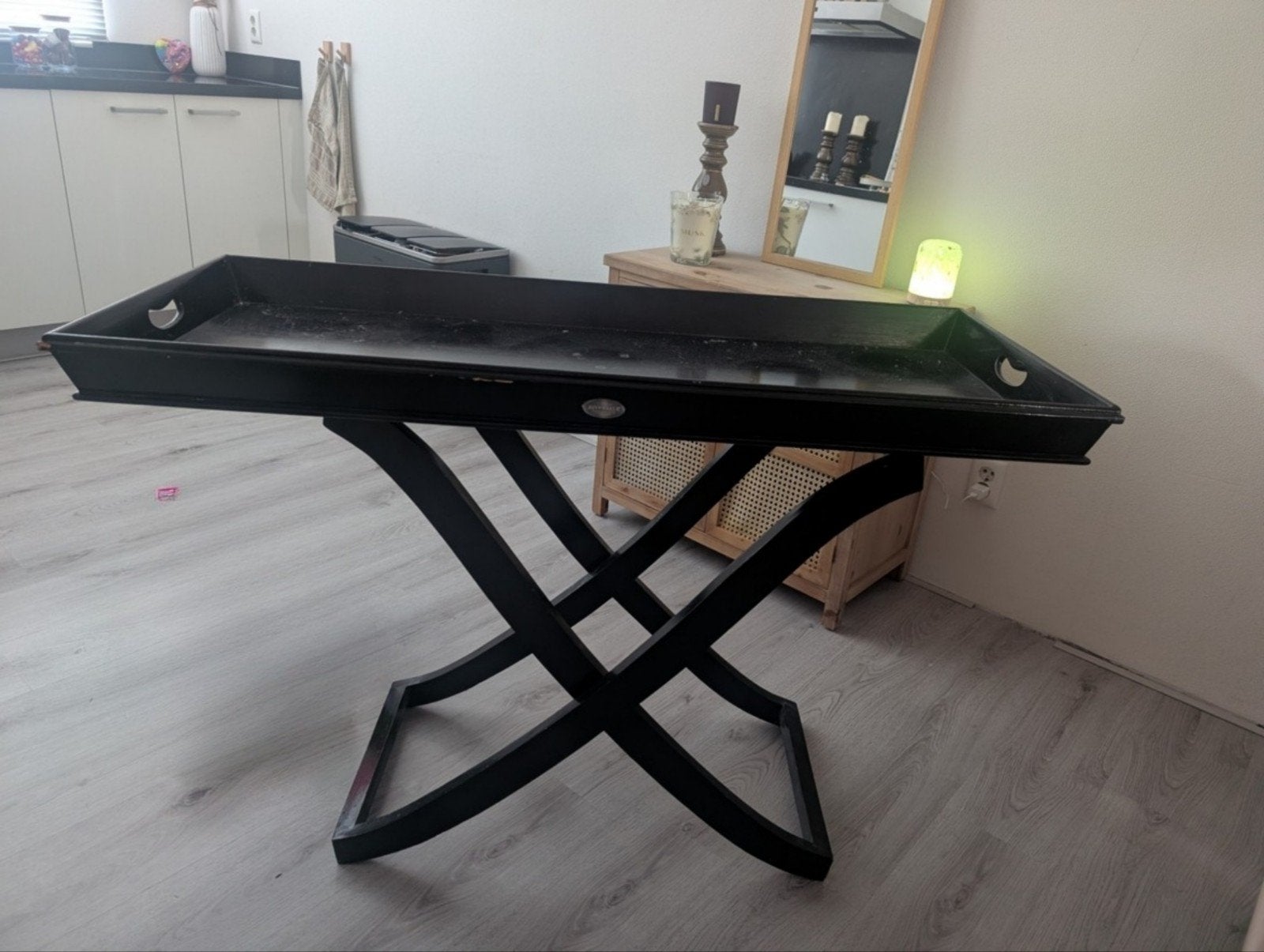 Riverdale dienblad op onderstel - Zwart, Ophalen, Gebruikt, 50 tot 100 cm, Rond