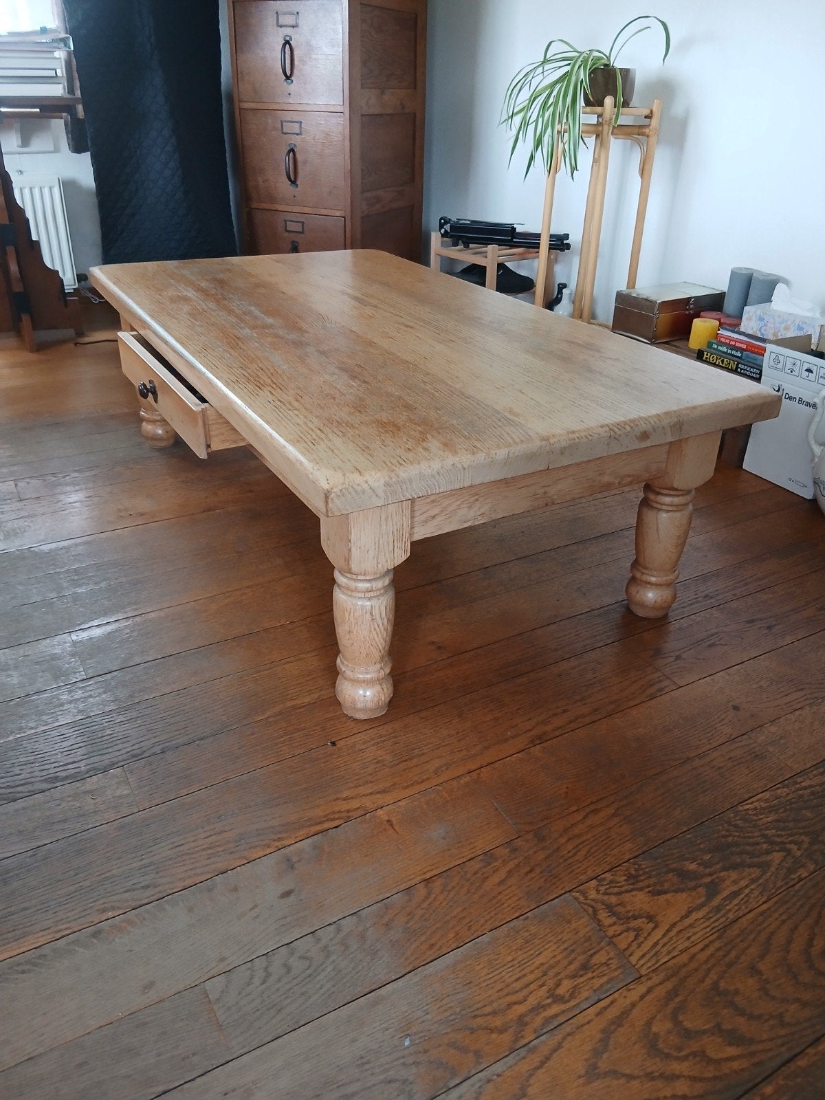 Licht eiken salontafel., Ophalen of Verzenden, Rechthoekig, 100 tot 150 cm, 50 tot 100 cm