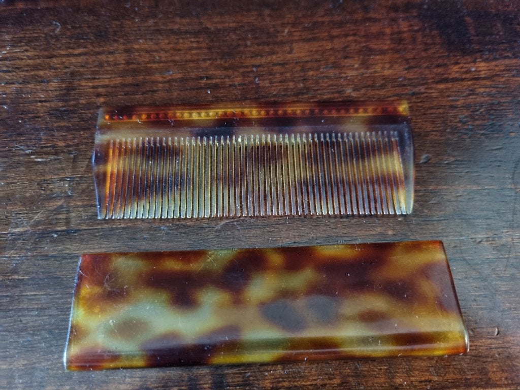 Vintage Schildpad Haarkammetje met Steentjes., Ophalen of Verzenden