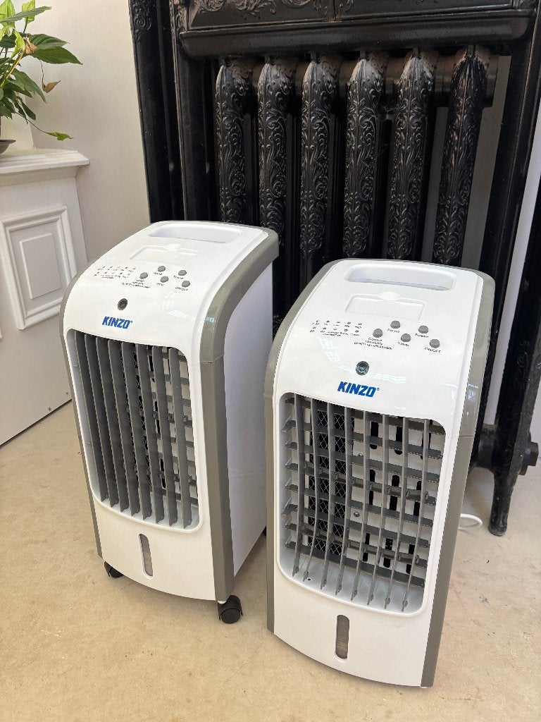 2 x Kinzo aircoolers luchtkoeler airco, Witgoed en Apparatuur, Airco's, Ophalen, Gebruikt, Timer, Minder dan 60 m³