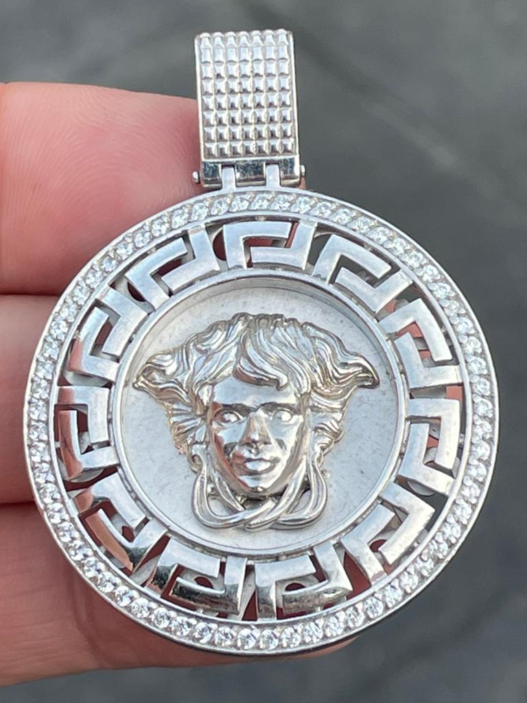 Robuuste zilveren medusa vintagehanger 52x30 mm, Ophalen of Verzenden, Zo goed als nieuw, Nvt, Nvt