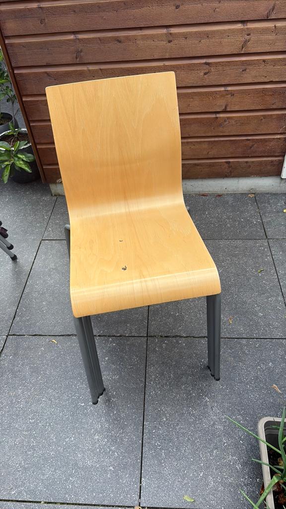 Houten stoel met metalen onderstel 4 stuks, Ophalen, Gebruikt, Overige kleuren, Eén