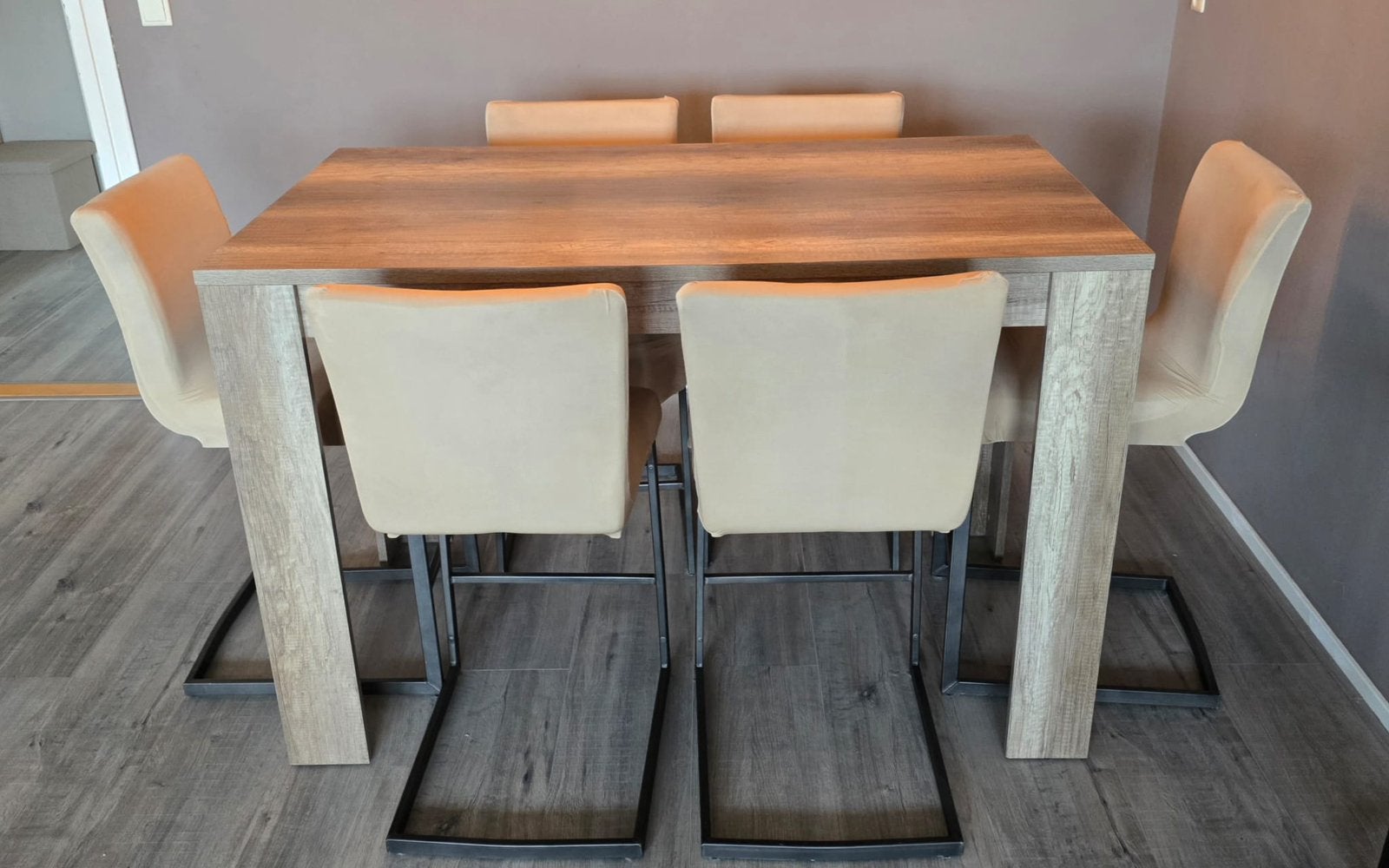 Eetkamertafel met 6 stoelen, Huis en Inrichting, Tafels | Eettafels, Ophalen, 50 tot 100 cm, Zo goed als nieuw, Vijf personen of meer